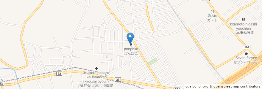 Mapa de ubicacion de ぽんぽこ en Japonya, 埼玉県, 北本市.