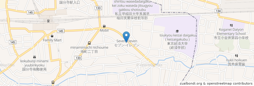 Mapa de ubicacion de ラーメン三四郎 en Japonya, 東京都, 国分寺市.