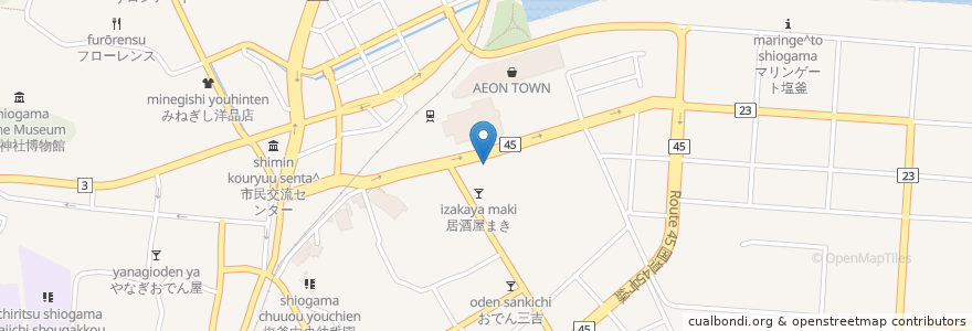 Mapa de ubicacion de 杜の都信用金庫 en Giappone, 宮城県, 塩竈市.