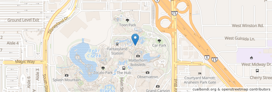 Mapa de ubicacion de Popcorn Small World en Соединённые Штаты Америки, Калифорния, Orange County, Анахайм.