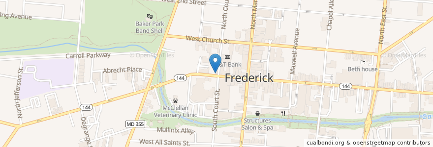 Mapa de ubicacion de Crabapples Delicatessen en Estados Unidos Da América, Maryland, Frederick County, Frederick.