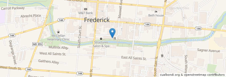 Mapa de ubicacion de The Wine Kitchen en 미국, 메릴랜드, Frederick County, Frederick.