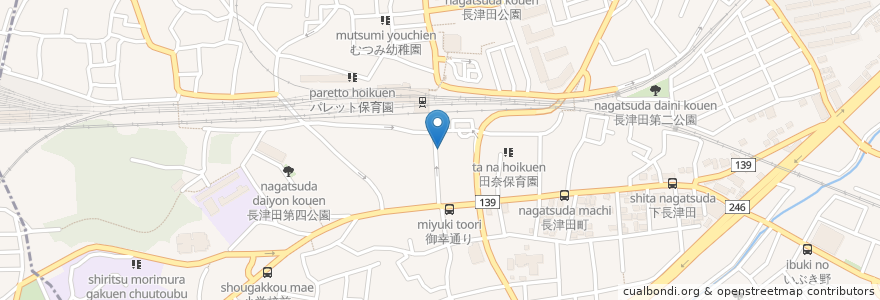 Mapa de ubicacion de 長津田駅南口自転車駐車場 en Japon, Préfecture De Kanagawa, 横浜市, 緑区.