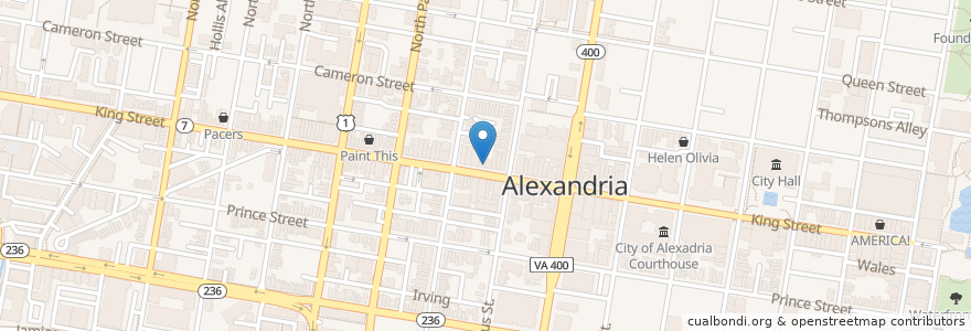 Mapa de ubicacion de Flying Fish Restaurant en アメリカ合衆国, バージニア州, Alexandria.