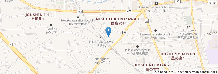 Mapa de ubicacion de やきとり一休 en 日本, 埼玉県, 所沢市.