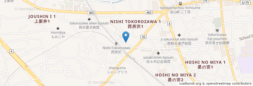 Mapa de ubicacion de 一指禅 en Japón, Prefectura De Saitama, 所沢市.