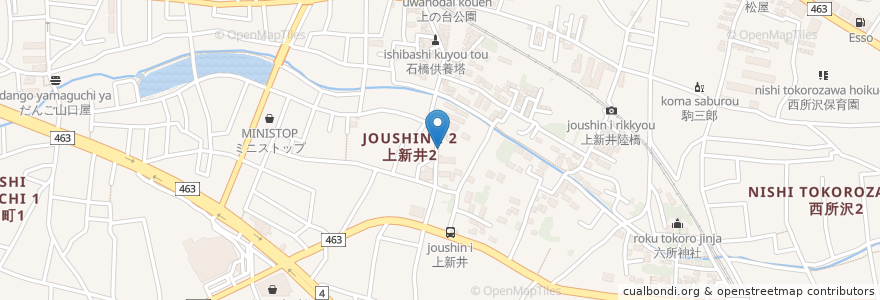 Mapa de ubicacion de 稲荷神社 en Jepun, 埼玉県, 所沢市.