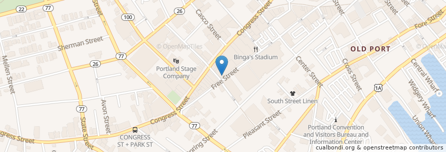 Mapa de ubicacion de Marcy's Diner en الولايات المتّحدة الأمريكيّة, مين, Cumberland County, Portland.