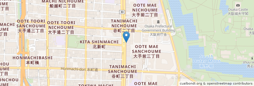Mapa de ubicacion de 宮本むなし en Japan, 大阪府, Osaka, 中央区.