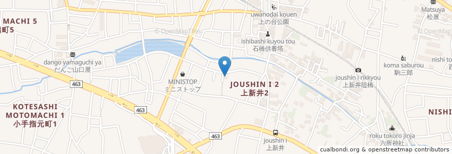 Mapa de ubicacion de 上新井会館 en Japan, 埼玉県, 所沢市.
