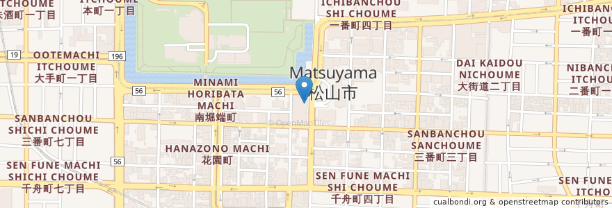 Mapa de ubicacion de 伊予銀行 本店営業部 en 일본, 에히메현, 松山市.