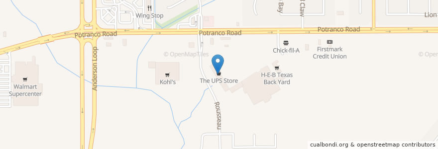 Mapa de ubicacion de The UPS Store en États-Unis D'Amérique, Texas, Bexar County, San Antonio.