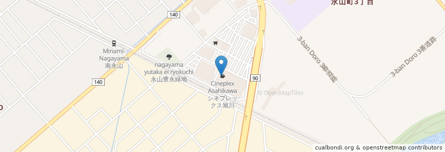 Mapa de ubicacion de シネプレックス旭川 en Japon, Préfecture De Hokkaidō, 上川総合振興局, 旭川市.