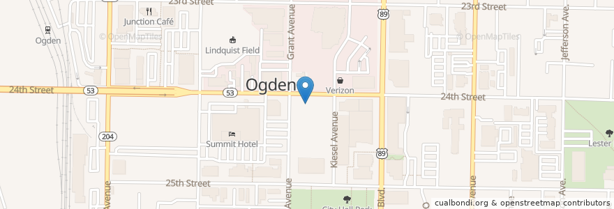 Mapa de ubicacion de Copper Club en Amerika Birleşik Devletleri, Utah, Weber County, Ogden.