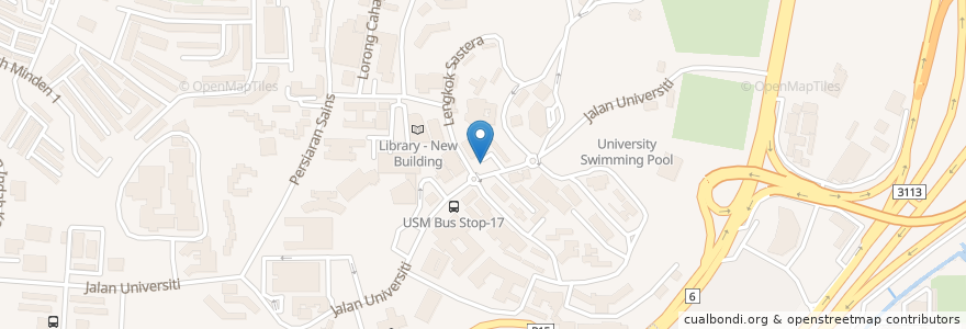 Mapa de ubicacion de Parking Area - International Office, USM en Malásia, Penang, Timur Laut.