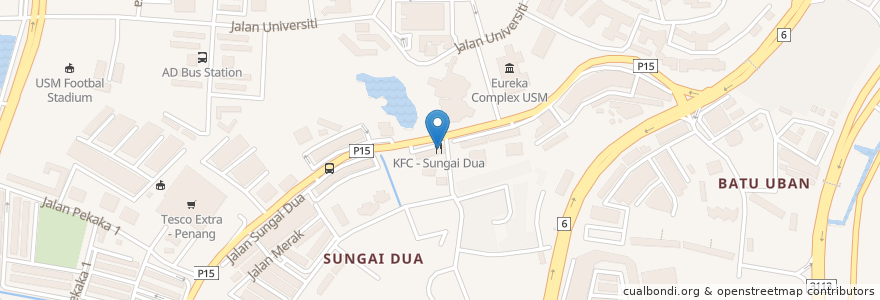 Mapa de ubicacion de KFC en Maleisië, Penang, Timur Laut.