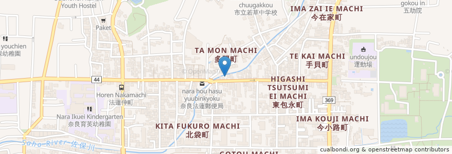 Mapa de ubicacion de 佐保川天満宮 en 일본, 나라현, 나라시.
