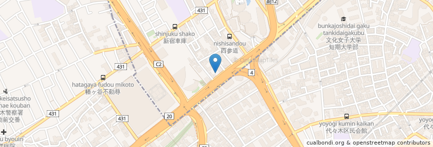 Mapa de ubicacion de タイムズ西新宿3丁目 en Jepun, 東京都, 新宿区, 渋谷区.