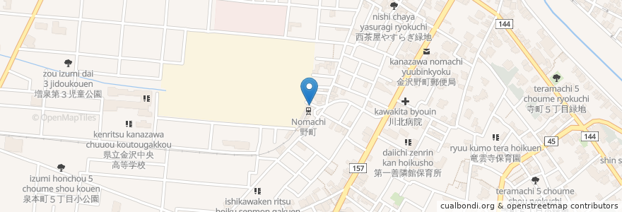 Mapa de ubicacion de 野町駅ポート（まちのり） en Jepun, 石川県, 金沢市.