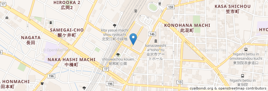 Mapa de ubicacion de 金沢駅Ａポート (まちのり) en Japan, Präfektur Ishikawa, 金沢市.