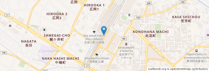 Mapa de ubicacion de 金沢駅Ｂポート（まちのり） en 일본, 이시카와현, 金沢市.