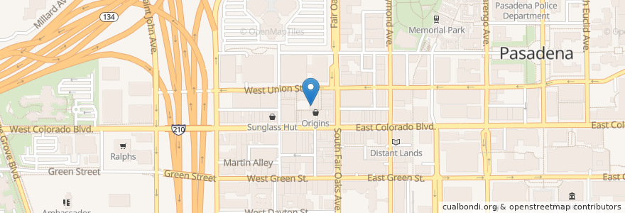 Mapa de ubicacion de Il Fornaio Resturant en Amerika Syarikat, California, Los Angeles County, Pasadena.