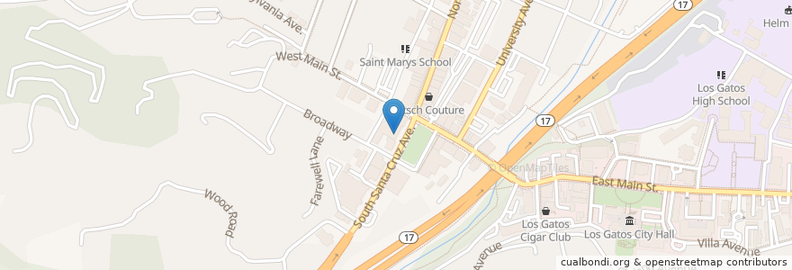 Mapa de ubicacion de Willow Street Pizza en Stati Uniti D'America, California, Santa Clara County, Los Gatos.