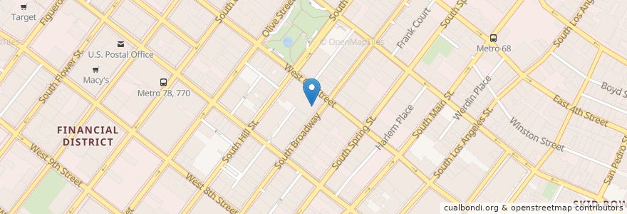 Mapa de ubicacion de Kiss Pizza & Deli en Estados Unidos Da América, Califórnia, Los Angeles County, Los Angeles.
