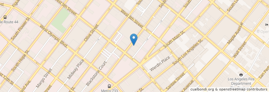 Mapa de ubicacion de Orpheum Theatre en Vereinigte Staaten Von Amerika, Kalifornien, Los Angeles County, Los Angeles.