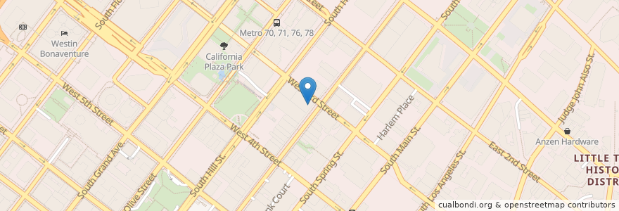 Mapa de ubicacion de Grauman's Million Dollar Theatre exterior en 미국, 캘리포니아주, Los Angeles County, 로스앤젤레스.
