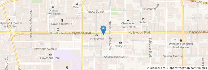 Mapa de ubicacion de Pig N' Whistle en アメリカ合衆国, カリフォルニア州, Los Angeles County, ロサンゼルス.