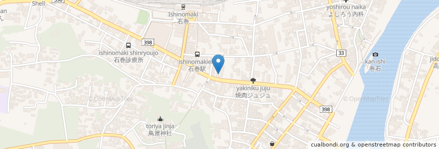 Mapa de ubicacion de 七十七銀行 en Japan, Miyagi Prefecture, Ishinomaki.