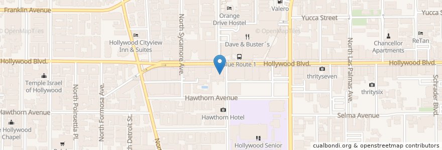 Mapa de ubicacion de The Spare Room i en United States, California, Los Angeles County, Los Angeles.