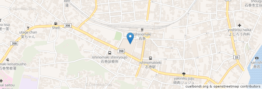 Mapa de ubicacion de 「」(かぎかっこ) en 日本, 宮城県, 石巻市.