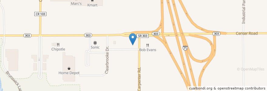 Mapa de ubicacion de Speedway en アメリカ合衆国, オハイオ州, Medina County, Brunswick.