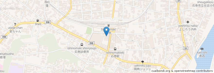 Mapa de ubicacion de 大同会館 en 日本, 宮城県, 石巻市.
