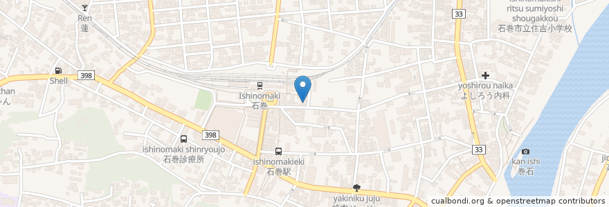 Mapa de ubicacion de 石巻ビジネス資格学院 en ژاپن, 宮城県, 石巻市.
