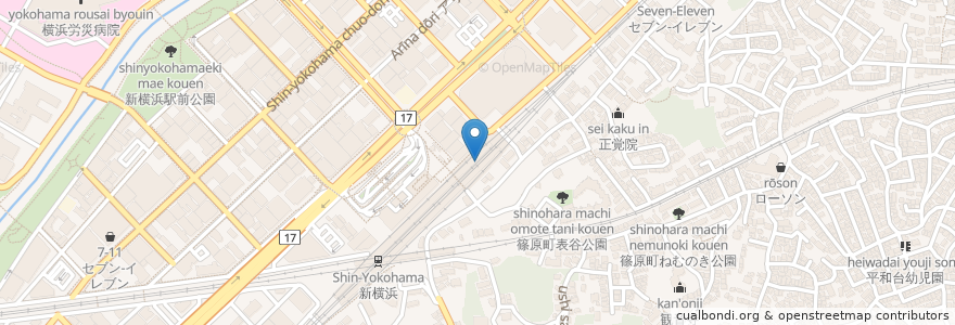 Mapa de ubicacion de 韓豚屋 en 日本, 神奈川縣, 横滨市, 港北区.