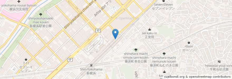 Mapa de ubicacion de ケンタッキーフライドチキン en Japan, 神奈川県, Yokohama, 港北区.