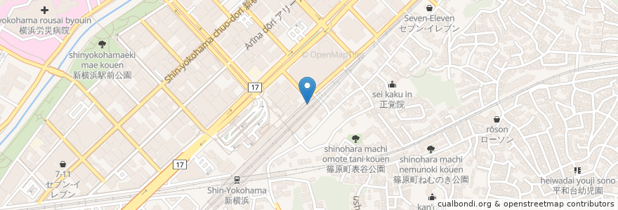 Mapa de ubicacion de 吉野家 en 日本, 神奈川縣, 横滨市, 港北区.