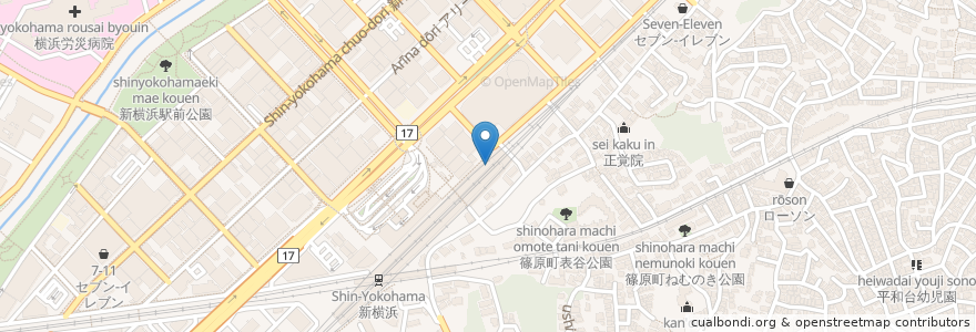 Mapa de ubicacion de カレーハウスCoCo壱番屋 en 日本, 神奈川県, 横浜市, 港北区.