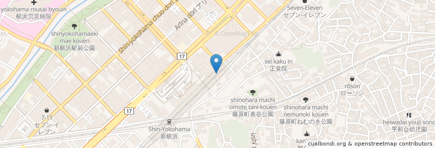 Mapa de ubicacion de 小諸そば en Japonya, 神奈川県, 横浜市, 港北区.