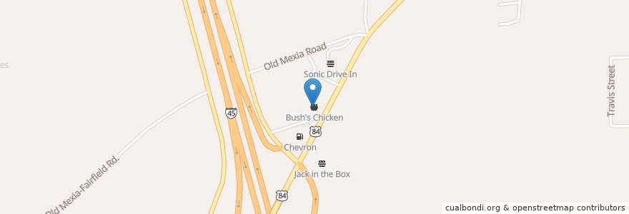 Mapa de ubicacion de Bush's Chicken en United States, Texas, Freestone County, Fairfield.