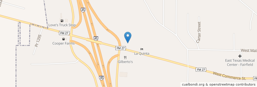 Mapa de ubicacion de Cole's BBQ en Amerika Birleşik Devletleri, Teksas, Freestone County, Fairfield.
