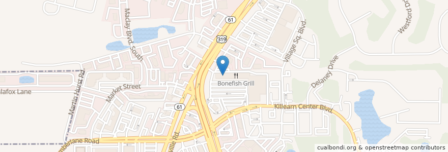 Mapa de ubicacion de Moe's Southwest Grill en Amerika Syarikat, Florida, Leon County, Tallahassee.