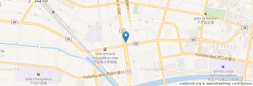 Mapa de ubicacion de 安楽亭 en 일본, 사이타마현, 戸田市.