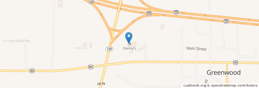 Mapa de ubicacion de Denny's en Amerika Birleşik Devletleri, Louisiana, Caddo Parish, Greenwood.