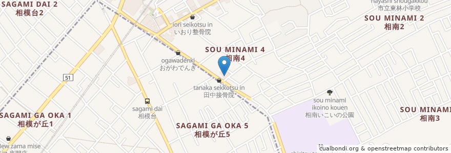 Mapa de ubicacion de とんかつ さがみ en Japon, Préfecture De Kanagawa, 相模原市, 南区.