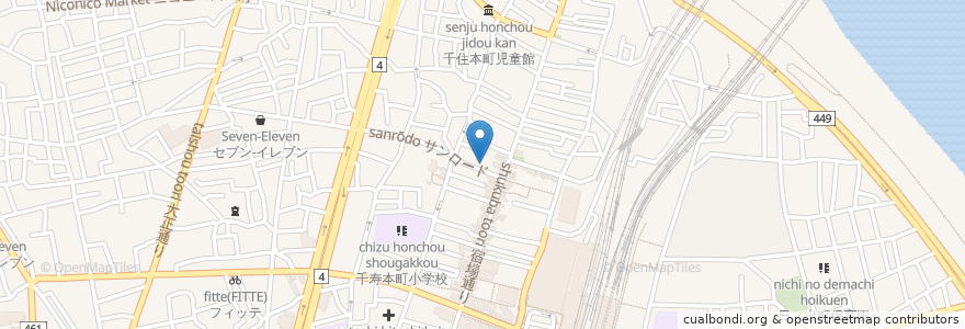 Mapa de ubicacion de ワイン居酒屋2538 en Jepun, 東京都, 足立区.