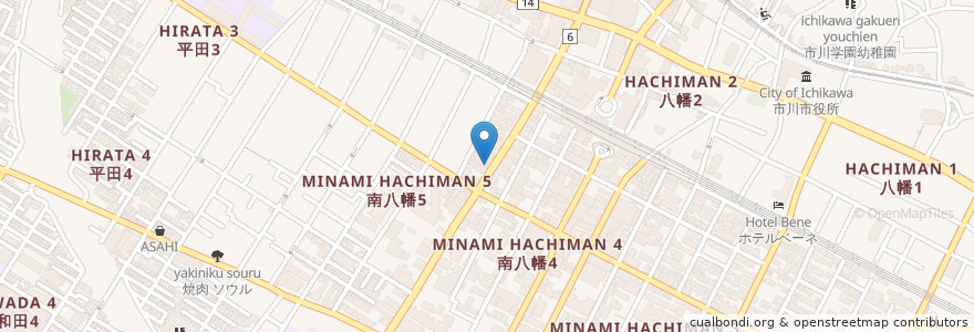 Mapa de ubicacion de たかくら歯科 en Japonya, 千葉県, 市川市.